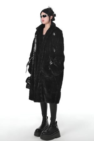 Style Core Aesthetics, New Style Trends - Gothic Faux Fur Fluffy Long Jacket