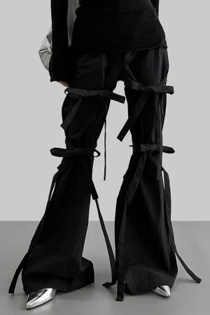Style Core Aesthetics, New Style Trends - Gothic Lace Up Flare Pants