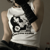 Style Core Aesthetics, New Style Trends - Gothic Punk Printed Rib Crop Tank Top