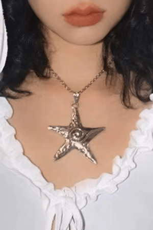 Style Core Aesthetics, New Style Trends - Grand collier à breloque étoile futuriste