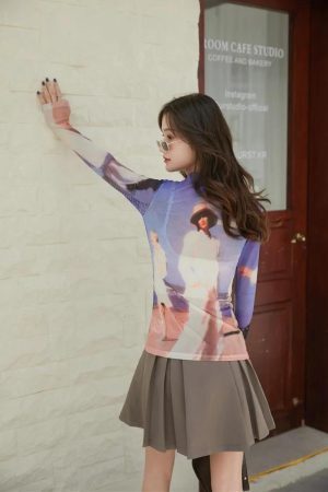 Style Core Aesthetics, New Style Trends - Graphic Women Printed Mesh Top