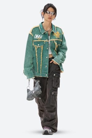 Style Core Aesthetics, New Style Trends - Green Denim Jacket