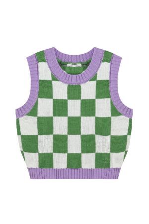 Style Core Aesthetics, New Style Trends - Green & Lavender Checkered Vest