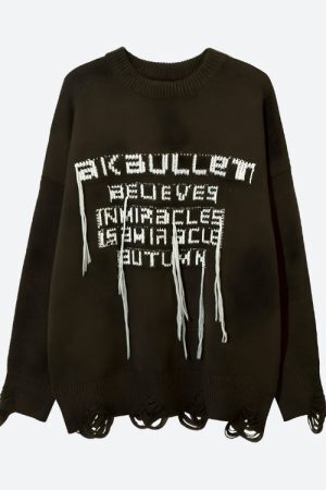 Style Core Aesthetics, New Style Trends - Grunge AK-Bullet Tasseled Sweater
