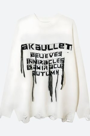 Style Core Aesthetics, New Style Trends - Grunge AK-Bullet Tasseled Sweater
