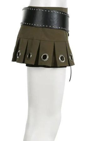 Style Core Aesthetics, New Style Trends - Grunge Belted Extra Mini Skirt