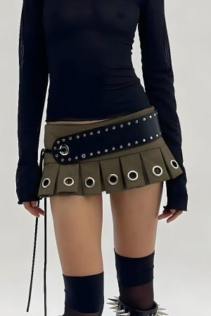 Style Core Aesthetics, New Style Trends - Grunge Belted Extra Mini Skirt