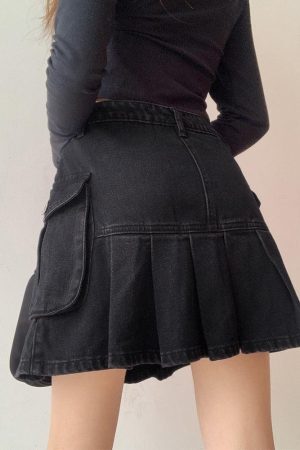 Style Core Aesthetics, New Style Trends - Grunge Cargo Denim Mini Skirt