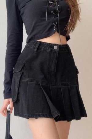Style Core Aesthetics, New Style Trends - Grunge Cargo Denim Mini Skirt