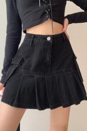 Style Core Aesthetics, New Style Trends - Grunge Cargo Denim Mini Skirt