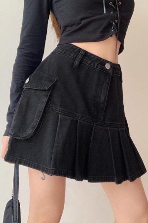 Style Core Aesthetics, New Style Trends - Grunge Cargo Denim Mini Skirt