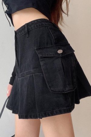 Style Core Aesthetics, New Style Trends - Grunge Cargo Denim Mini Skirt