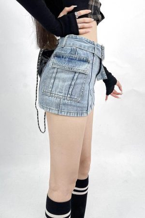 Style Core Aesthetics, New Style Trends - Grunge Cargo Jean Mini Skort