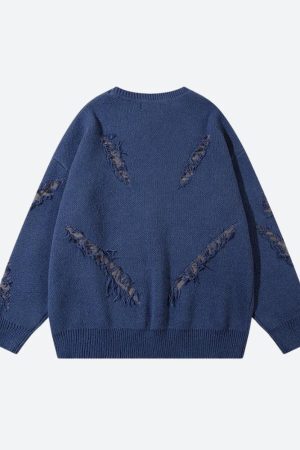 Style Core Aesthetics, New Style Trends - Grunge Claw Distressed Knitted Sweater