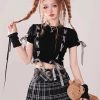 Style Core Aesthetics, New Style Trends - Grunge Coquette Lace Up Crop Top