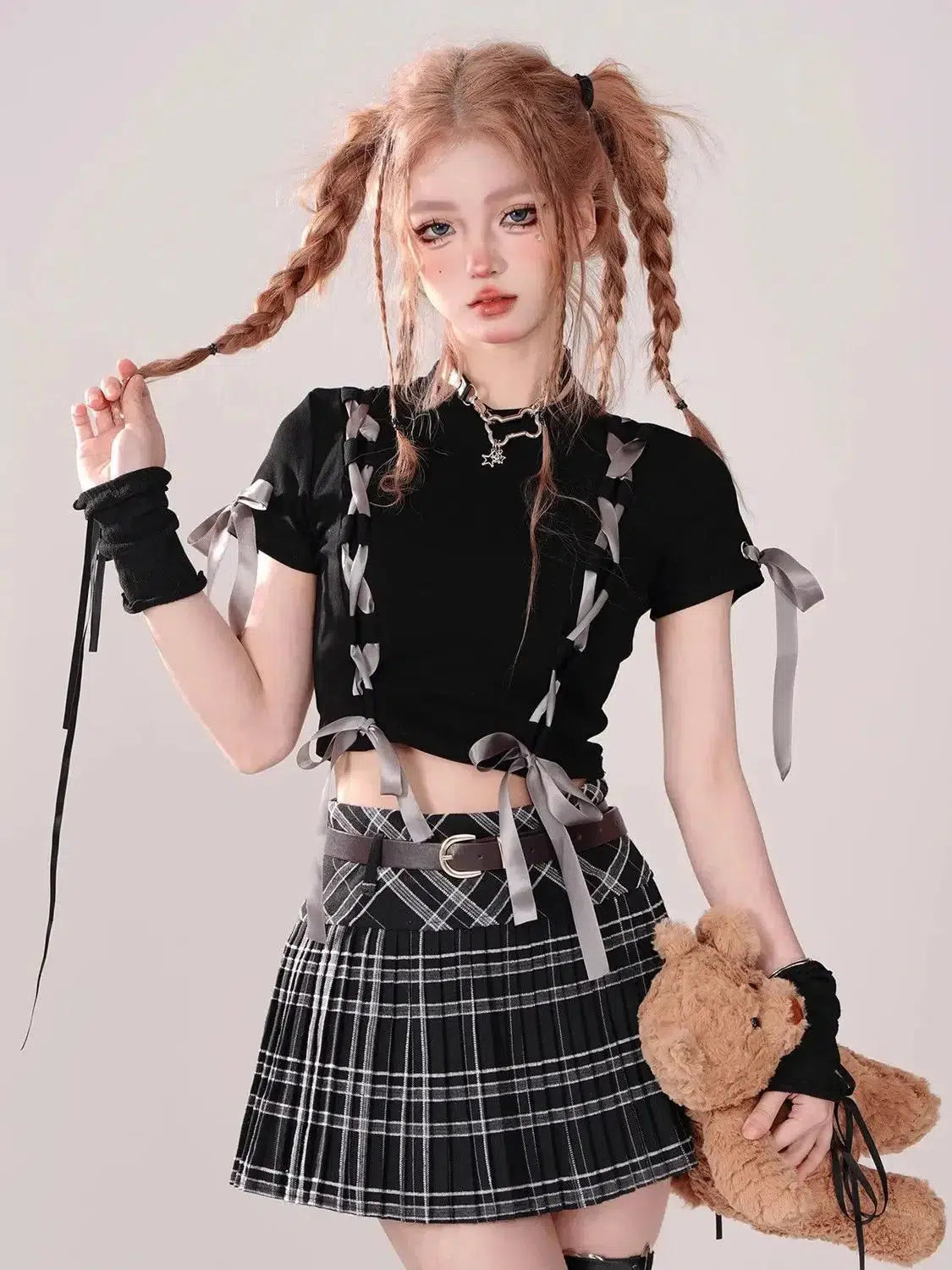Style Core Aesthetics, New Style Trends - Grunge Coquette Lace Up Crop Top Style Core Aesthetics, New Style Trends - Grunge Coquette Lace Up Crop Top
