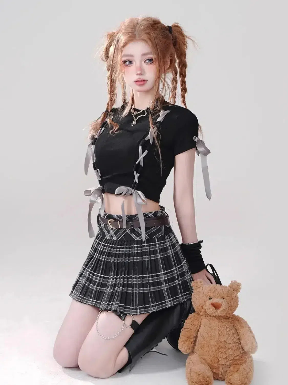 Style Core Aesthetics, New Style Trends - Grunge Coquette Lace Up Crop Top Style Core Aesthetics, New Style Trends - Grunge Coquette Lace Up Crop Top