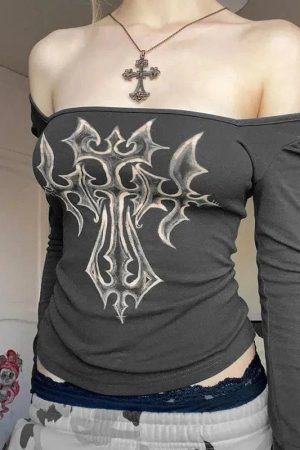 Style Core Aesthetics, New Style Trends - Grunge Cross Bleached Top