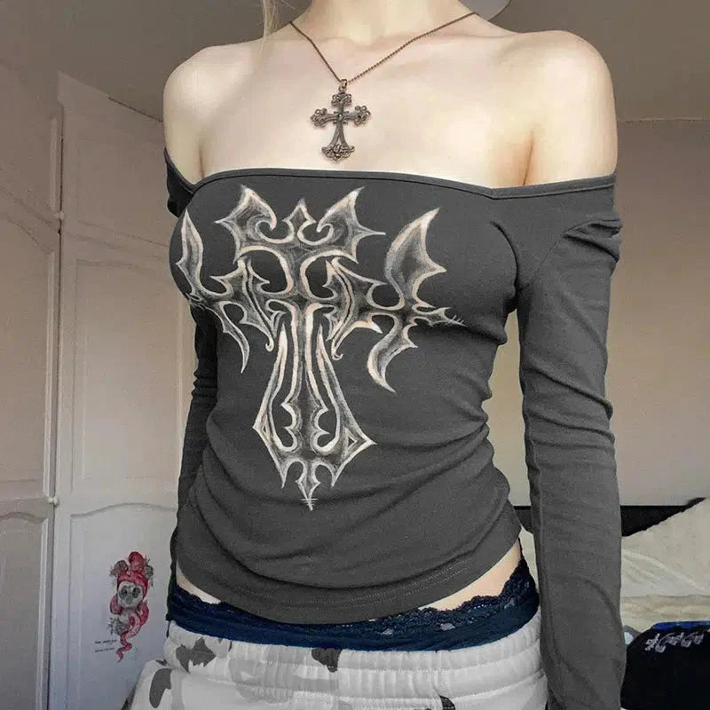 Style Core Aesthetics, New Style Trends - Grunge Cross Bleached Top
