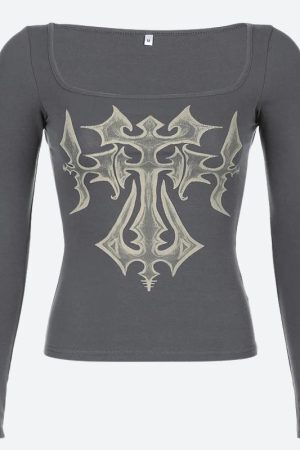 Style Core Aesthetics, New Style Trends - Grunge Cross Bleached Top