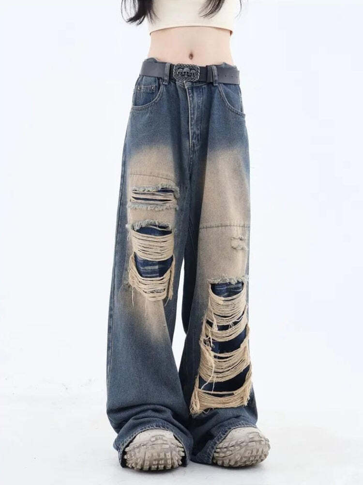 Style Core Aesthetics, New Style Trends - Grunge Dark Wash Distressed Jeans Style Core Aesthetics, New Style Trends - Grunge Dark Wash Distressed Jeans