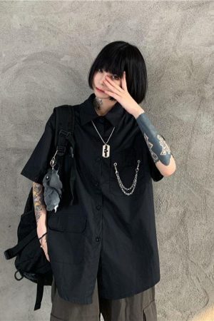 Style Core Aesthetics, New Style Trends - Grunge Detachable Sleeve Shirt