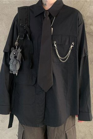 Style Core Aesthetics, New Style Trends - Grunge Detachable Sleeve Shirt