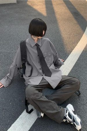 Style Core Aesthetics, New Style Trends - Grunge Detachable Sleeve Shirt