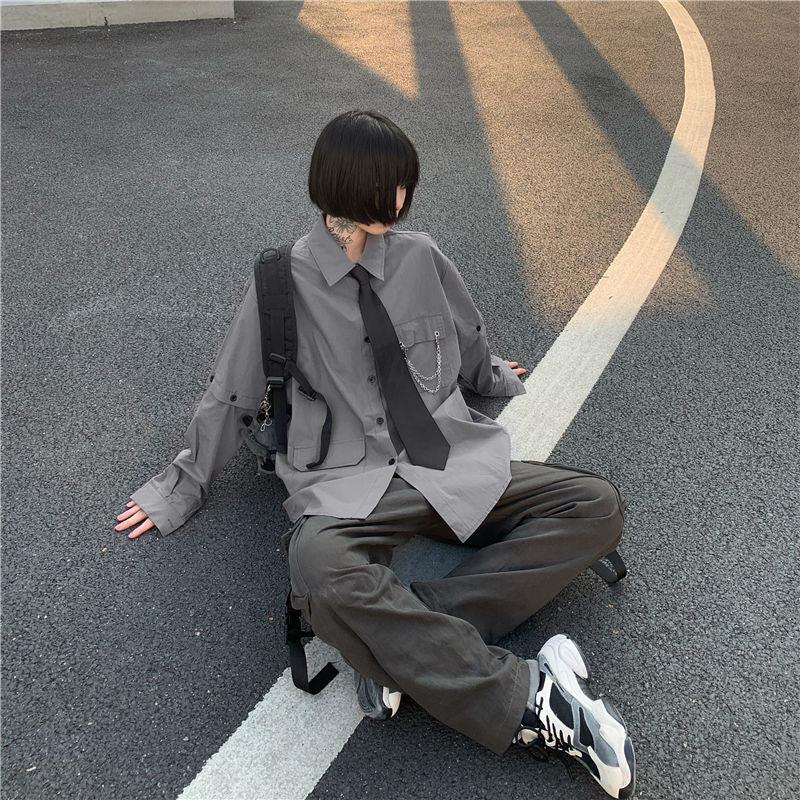 Style Core Aesthetics, New Style Trends - Grunge Detachable Sleeve Shirt Style Core Aesthetics, New Style Trends - Grunge Detachable Sleeve Shirt