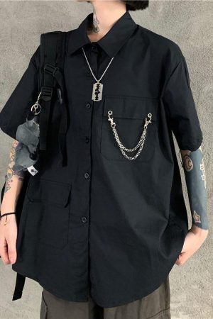 Style Core Aesthetics, New Style Trends - Grunge Detachable Sleeve Shirt