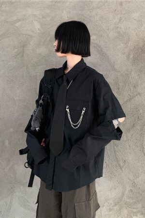 Style Core Aesthetics, New Style Trends - Grunge Detachable Sleeve Shirt