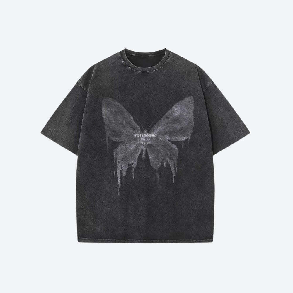 Style Core Aesthetics, New Style Trends - Grunge Distressed Butterfly Tee
