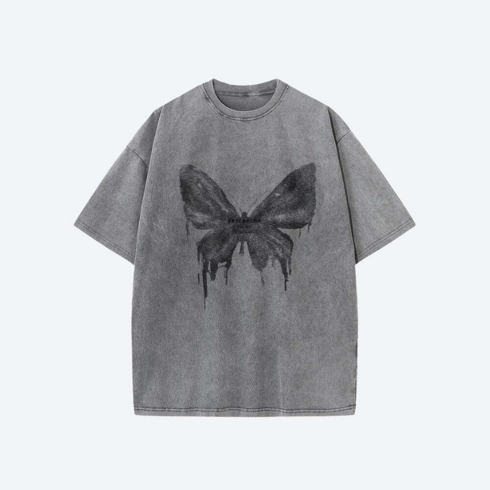 Style Core Aesthetics, New Style Trends - Grunge Distressed Butterfly Tee Style Core Aesthetics, New Style Trends - Grunge Distressed Butterfly Tee