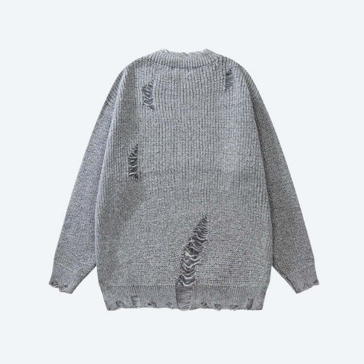 Style Core Aesthetics, New Style Trends - Grunge Distressed Knitted Sweater