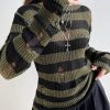 Style Core Aesthetics, New Style Trends - Grunge Distressed Striped Sweater