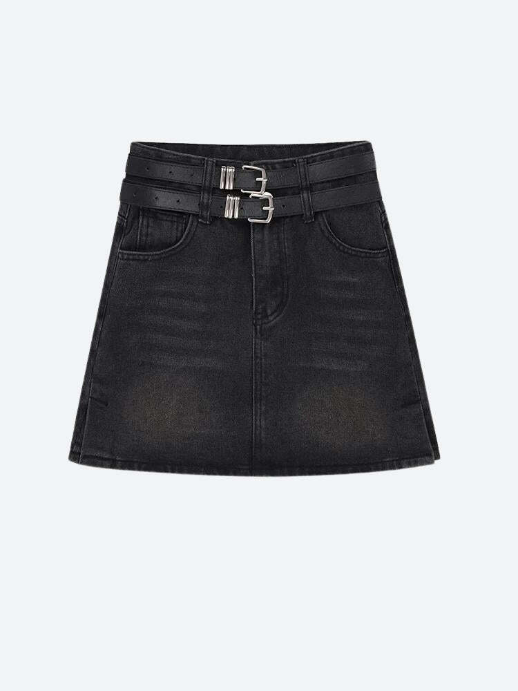 Style Core Aesthetics, New Style Trends - Grunge Double Belt Loop Denim Mini Skirt Style Core Aesthetics, New Style Trends - Grunge Double Belt Loop Denim Mini Skirt