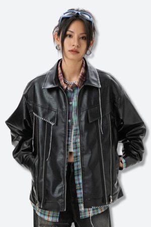Style Core Aesthetics, New Style Trends - Grunge Faux Leather Jacket