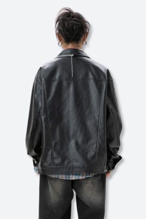 Style Core Aesthetics, New Style Trends - Grunge Faux Leather Jacket