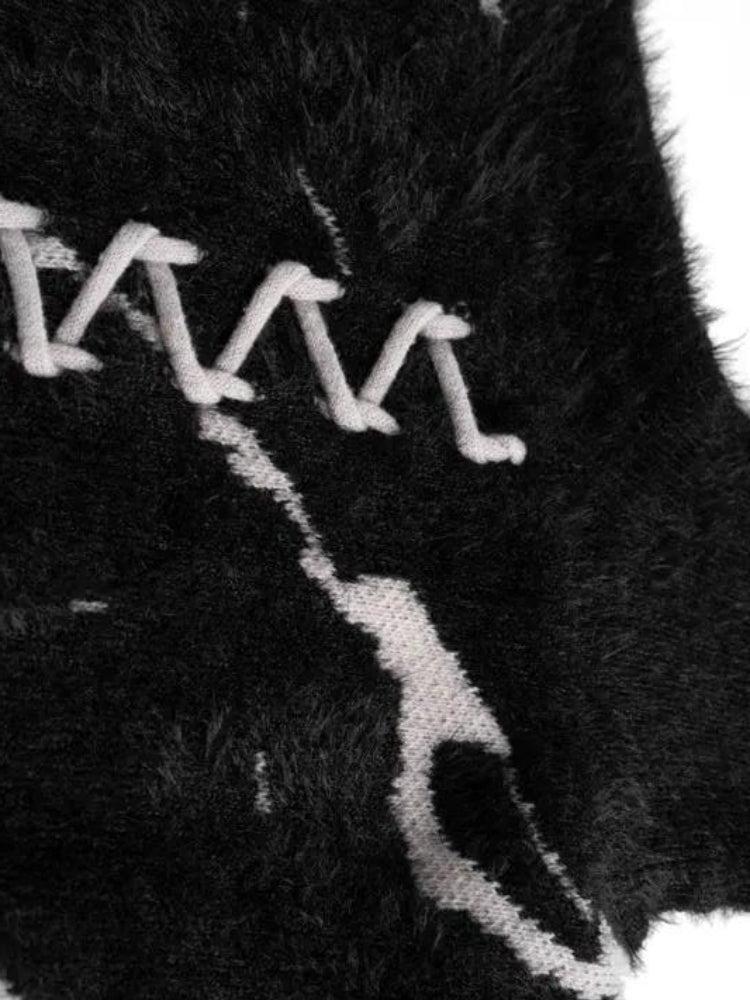 Style Core Aesthetics, New Style Trends - Grunge Fluffy Lace Up Sweater Style Core Aesthetics, New Style Trends - Grunge Fluffy Lace Up Sweater