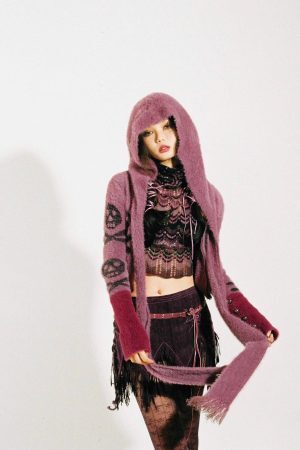 Style Core Aesthetics, New Style Trends - Grunge Gothic Skull Hooded Cardigan