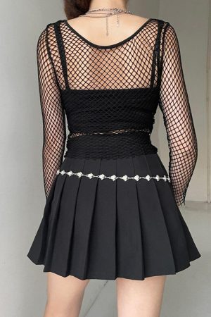 Style Core Aesthetics, New Style Trends - Grunge Long Sleeve Fishnet Top