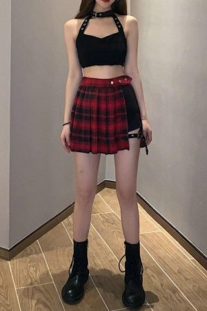 Style Core Aesthetics, New Style Trends - Grunge Plaid Mini Skort