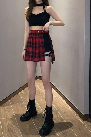 Style Core Aesthetics, New Style Trends - Grunge Plaid Mini Skort