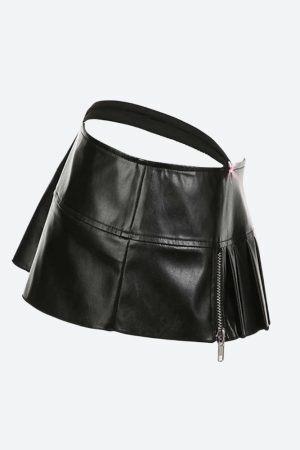Style Core Aesthetics, New Style Trends - Grunge Pleated Zipper Slit Micro Mini Skirt