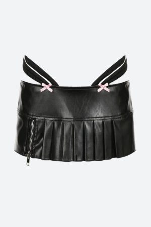 Style Core Aesthetics, New Style Trends - Grunge Pleated Zipper Slit Micro Mini Skirt