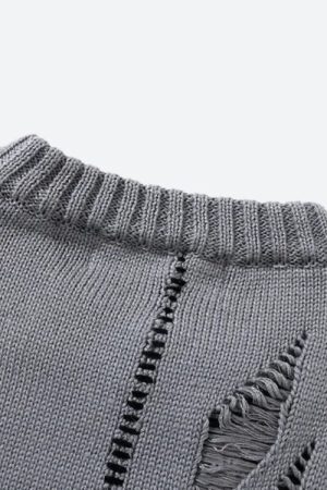 Style Core Aesthetics, New Style Trends - Grunge Spray Paint Distressed Knitted Sweater