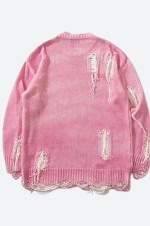 Style Core Aesthetics, New Style Trends - Grunge Tasseled Distressed Sweater