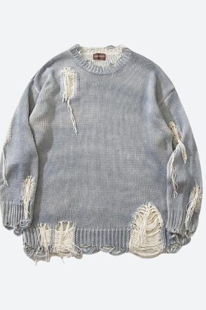 Style Core Aesthetics, New Style Trends - Grunge Tasseled Distressed Sweater