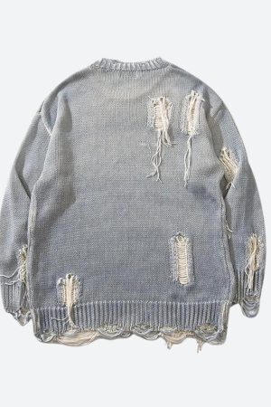 Style Core Aesthetics, New Style Trends - Grunge Tasseled Distressed Sweater