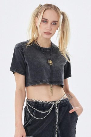 Style Core Aesthetics, New Style Trends - Grunge Washed Crop Top